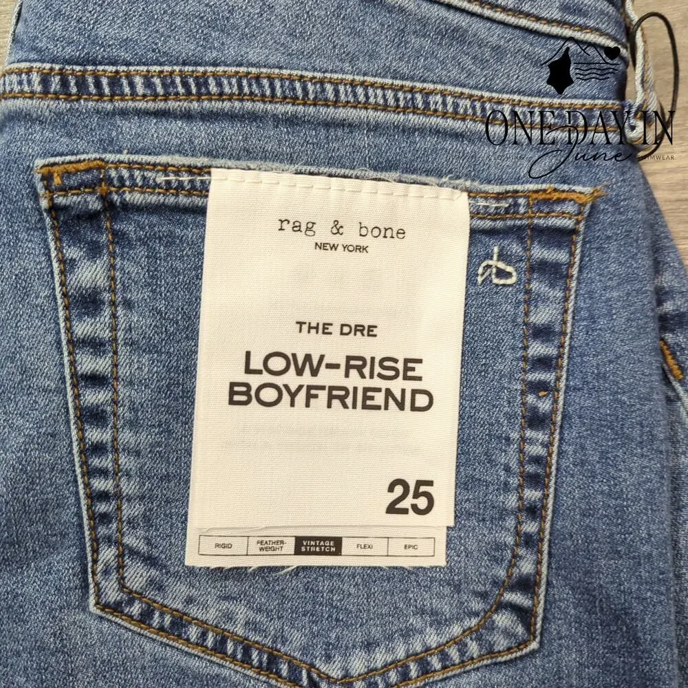 Rag & Bone The Dre Low Rise Slim Boyfriend Julienne Blue NWT $225 Size 0 (25)